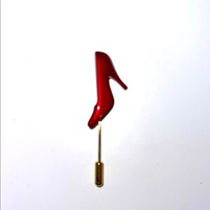 Salvatore Ferragamo Red High Heel Shoe Pin